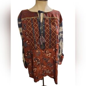 John Mark Rust Floral Tunic